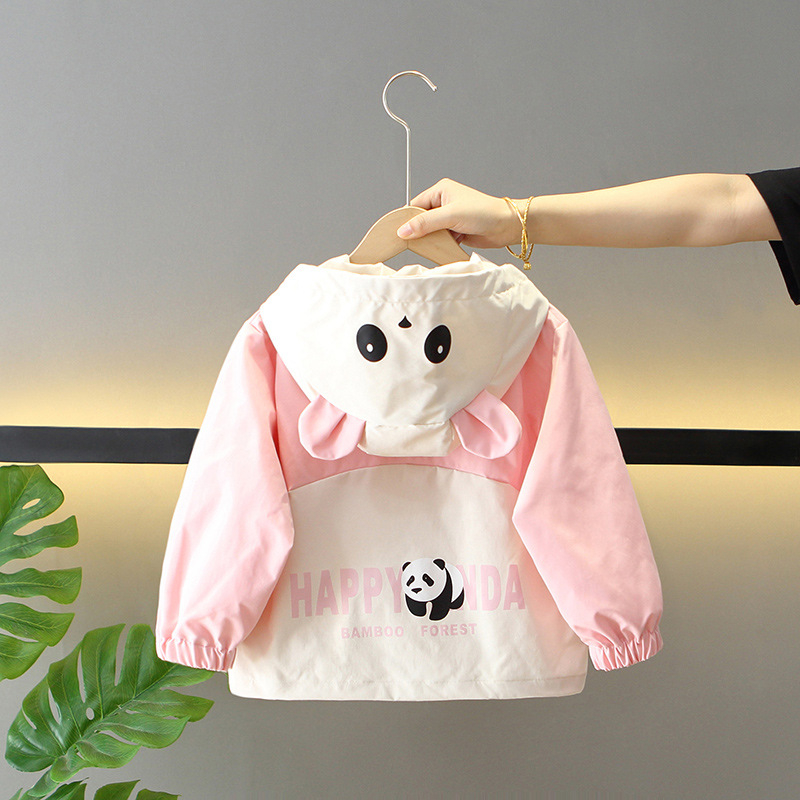 Jarné a jesenné detské bundy pre chlapcov, dievčenské ležérne oblečenie v kórejskom štýle s roztomilou potlačou, tenké bundy s dlhým rukávom v farebných blokoch, krátky štýl