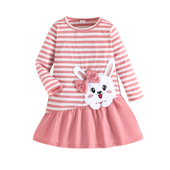 Διασυνοριακό αποκλειστικό παιδικό φόρεμα με ροζ ριγέ παλτό, casual, μοντέρνο ροζ, για μικρά και μεσαία παιδιά, σε ροζ χρώμα.