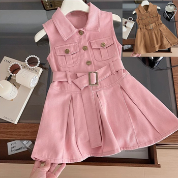 Dievčenské šaty Letné 2025 Nové detské kórejské štýlové bezrukávové princeznovské šaty v západnom štýle Letné šaty Trendové šaty pre zahraničný obchod