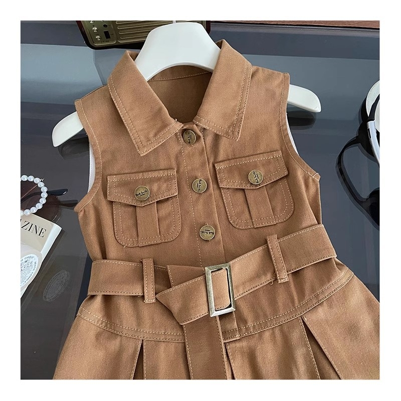 Dievčenské šaty Letné 2025 Nové detské kórejské štýlové bezrukávové princeznovské šaty v západnom štýle Letné šaty Trendové šaty pre zahraničný obchod