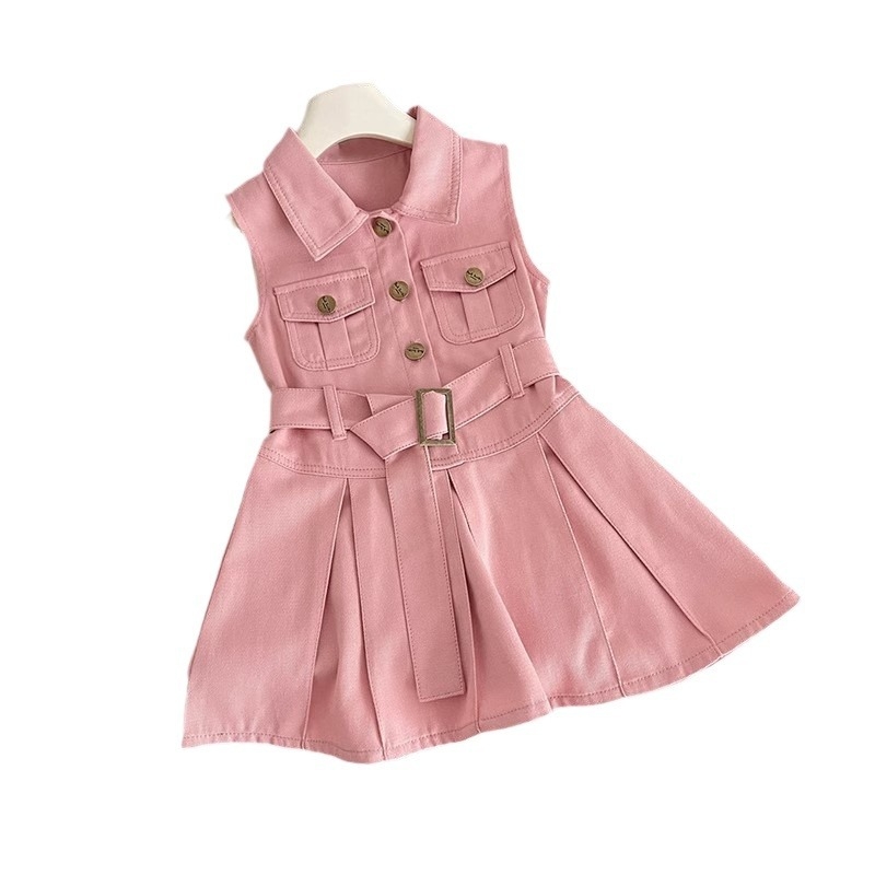 Dievčenské šaty Letné 2025 Nové detské kórejské štýlové bezrukávové princeznovské šaty v západnom štýle Letné šaty Trendové šaty pre zahraničný obchod