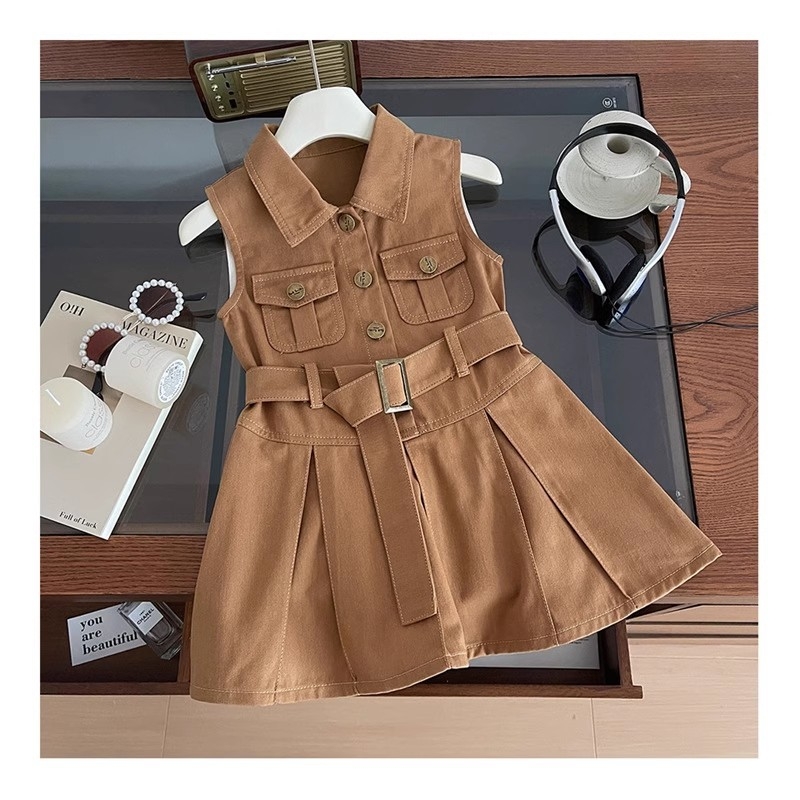 Dievčenské šaty Letné 2025 Nové detské kórejské štýlové bezrukávové princeznovské šaty v západnom štýle Letné šaty Trendové šaty pre zahraničný obchod