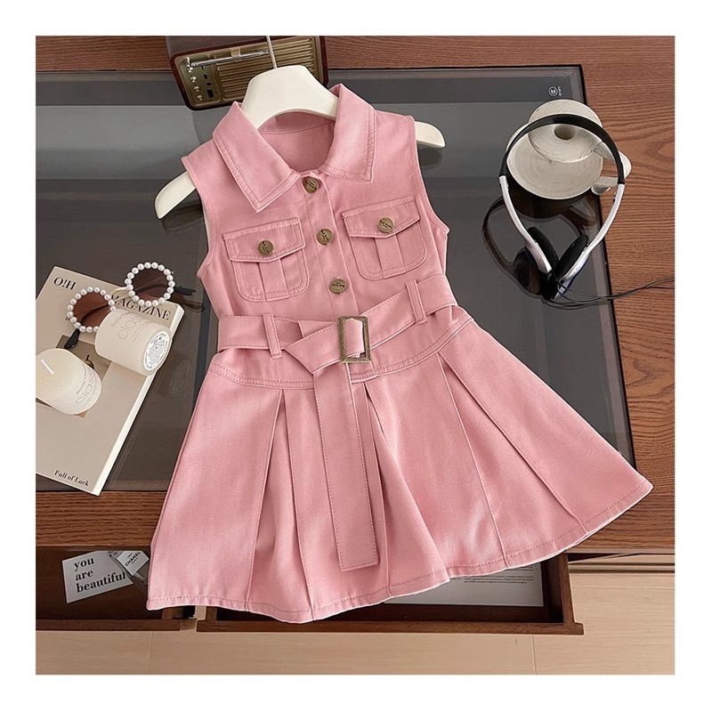 Dievčenské šaty Letné 2025 Nové detské kórejské štýlové bezrukávové princeznovské šaty v západnom štýle Letné šaty Trendové šaty pre zahraničný obchod