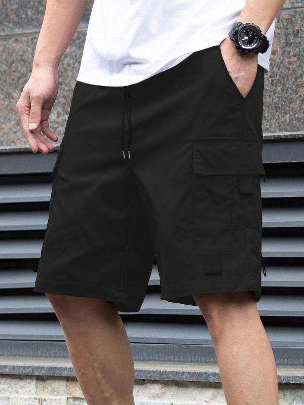 Мъжки къси панталони за екипировка 2025, европейски и американски, слънчеви, свободни, прави, мъжки, летни, с множество джобове и връзки, красиви панталони