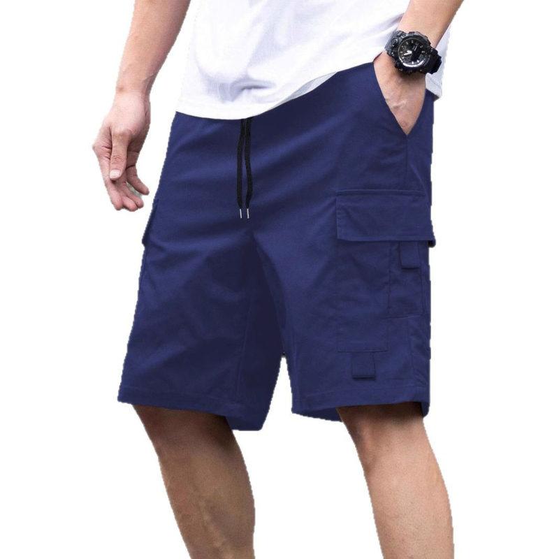 Мъжки къси панталони за екипировка 2025, европейски и американски, слънчеви, свободни, прави, мъжки, летни, с множество джобове и връзки, красиви панталони