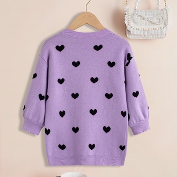 Tvornička izravna prodaja, jesenski novi dječji pleteni kardigan za djevojčice, vanjski dugi rukavi, V-izrez, šal bez gumba