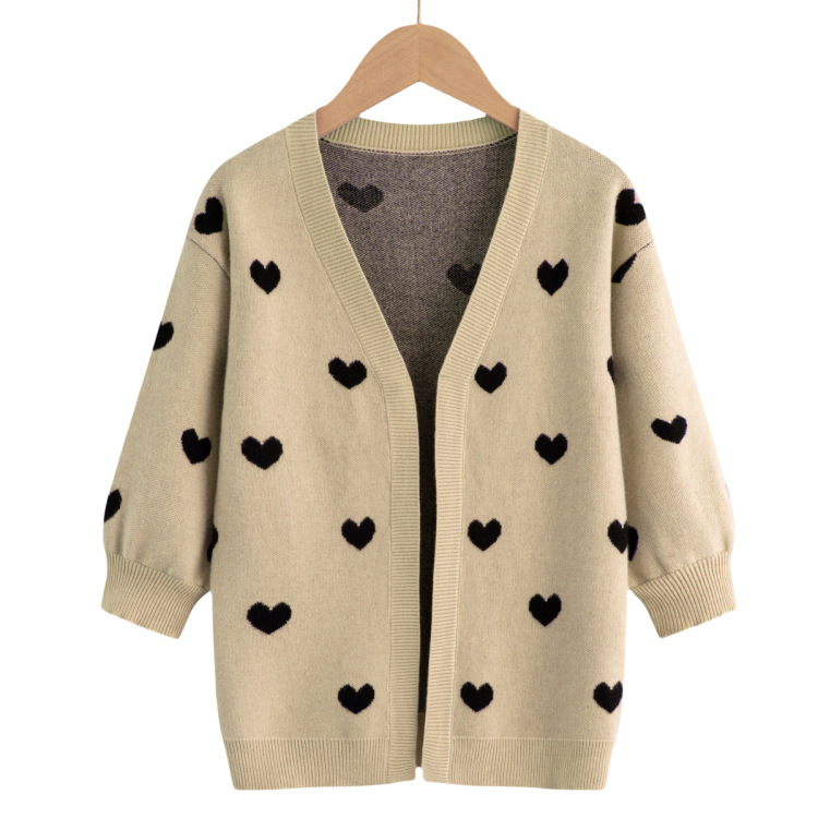 Tvornička izravna prodaja, jesenski novi dječji pleteni kardigan za djevojčice, vanjski dugi rukavi, V-izrez, šal bez gumba