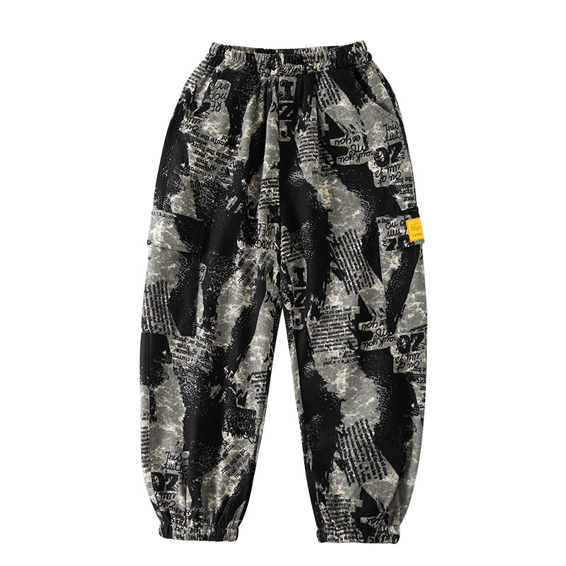 Dječje proljetne i jesenske hlače 2024. Nove hlače s oprugom, velike dječje maskirne dječje hlače za dječake, proljetni zapadnjački stil, ležerne hlače, moderne