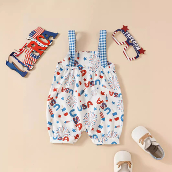 Διασυνοριακά 1-2 καλοκαιρινά γράμματα με πλήρη εκτύπωση πυροτεχνήματα ανεξάρτητη ημέρα γιλέκο σορτς χονδρικής