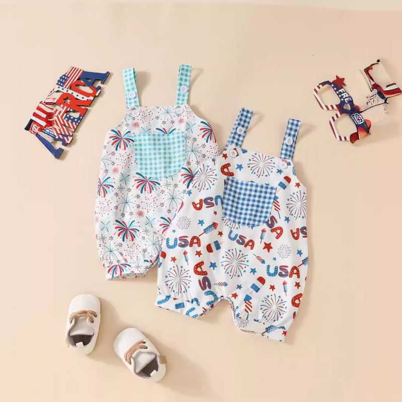 Cezhraničná 1-2 letná sezóna s plnou potlačou písmen ohňostrojov, vesta, šortky, overaly, veľkoobchod