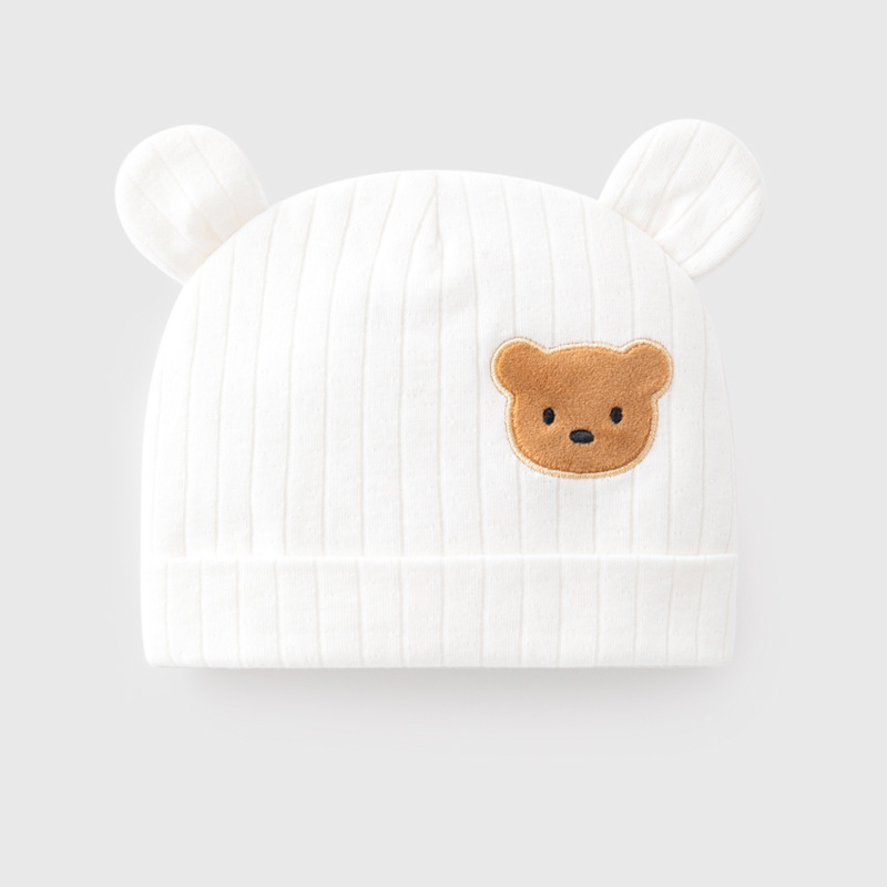 Naujagimio kepurė, pavasario, rudens ir žiemos kūdikio miela meškiuko šilta megztinė kepurė, naujagimio žakardo vaisiaus kepurė