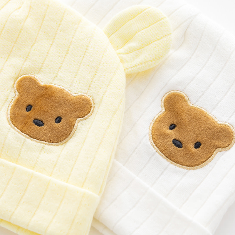 Naujagimio kepurė, pavasario, rudens ir žiemos kūdikio miela meškiuko šilta megztinė kepurė, naujagimio žakardo vaisiaus kepurė