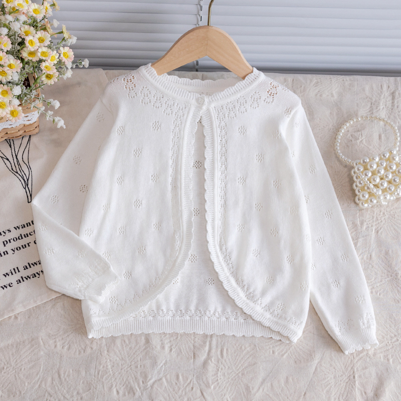 Dropshipping 2025 Nova jesenska europska i američka izvozna dječja odjeća Pletenina Kardigan s jednim gumbom i izrezom od čistog pamuka