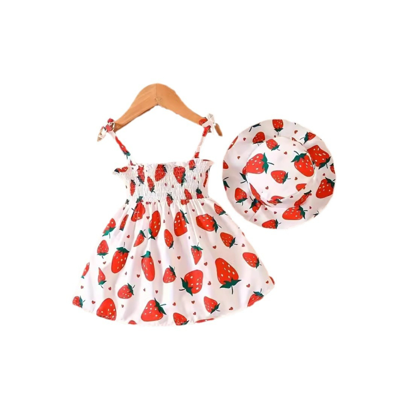 Letné dievčenské šaty s potlačou ovocia a pásom Crossborder INS pre dievčatá, trendy