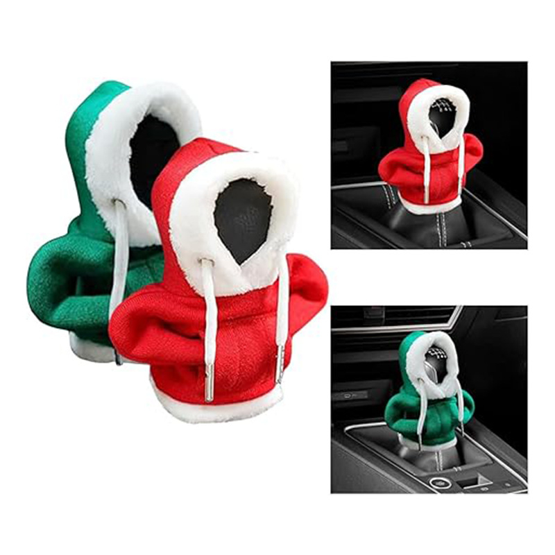 „Amazon“ naujas kalėdinis automobilio interjero pavarų svirties dekoravimo šiltas gobtuvo komplektas su kintamo greičio mini megztiniu