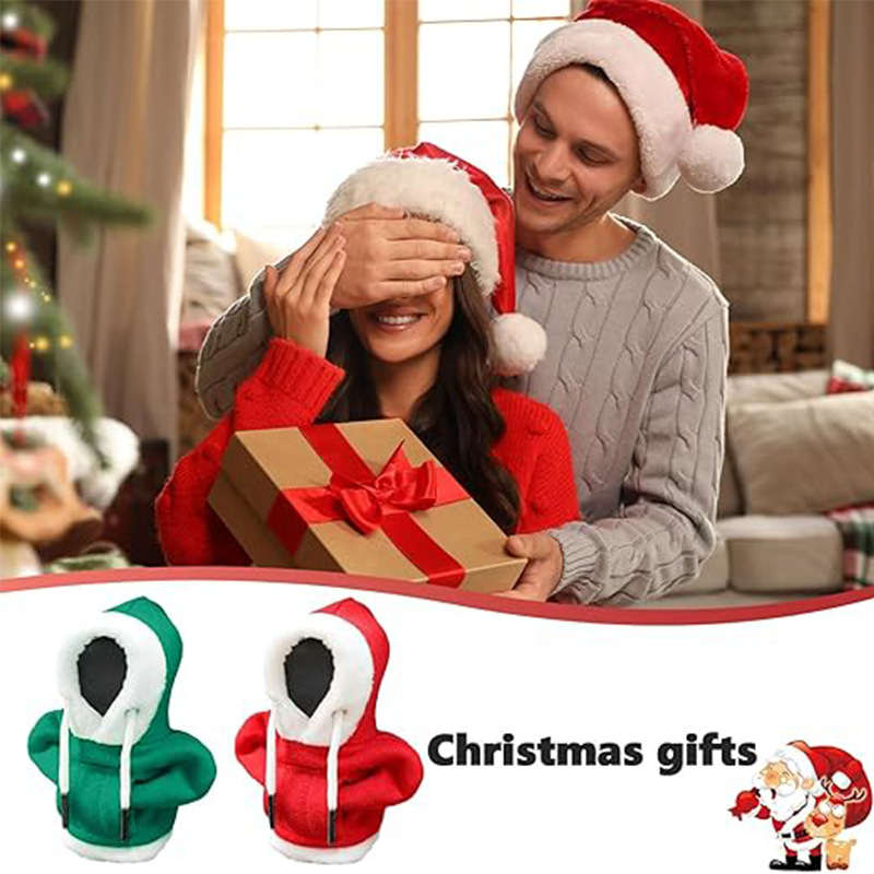 „Amazon“ naujas kalėdinis automobilio interjero pavarų svirties dekoravimo šiltas gobtuvo komplektas su kintamo greičio mini megztiniu