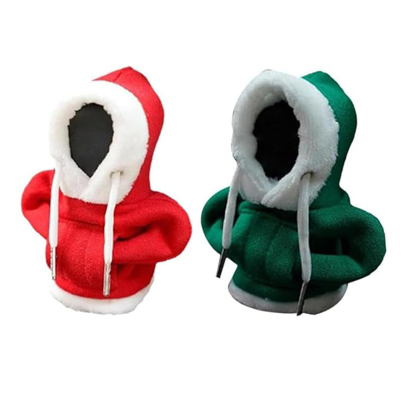 „Amazon“ naujas kalėdinis automobilio interjero pavarų svirties dekoravimo šiltas gobtuvo komplektas su kintamo greičio mini megztiniu