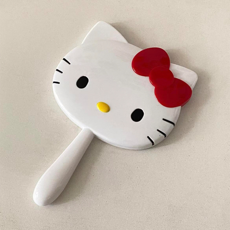 Cartoon KT kass käeshoitav meigipeegel Hello Kitty tüdruku südamekujuline käepidemega peegel kass kaasaskantav meigipeegel