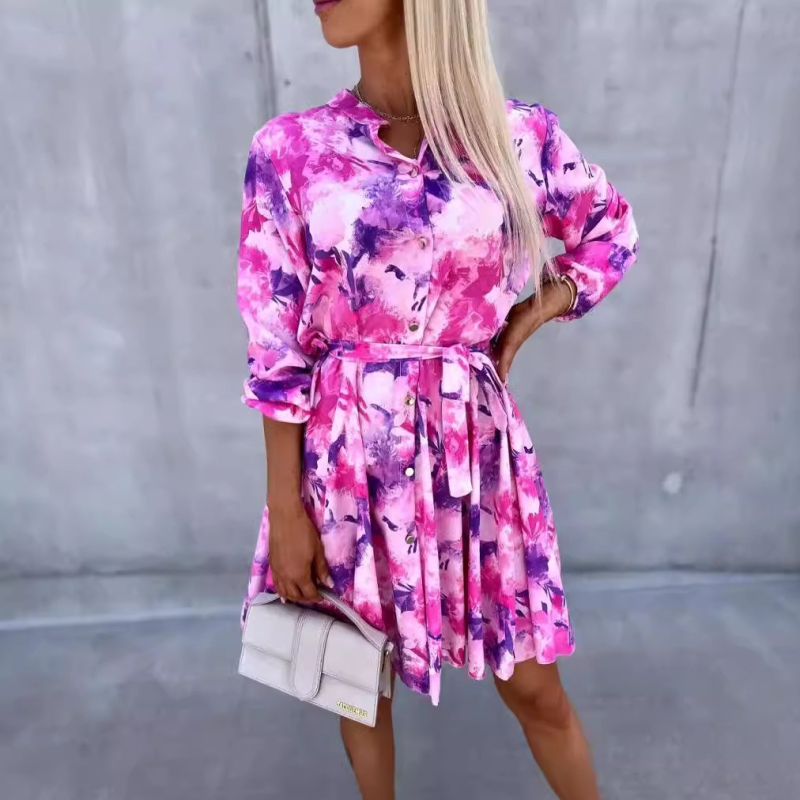 2024 AliExpress Amazon ebay prekogranična proljetna i ljetna nova modna geometrijska printana europska i američka haljina za slobodno vrijeme