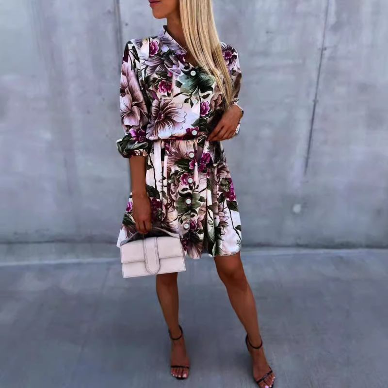 2024 AliExpress Amazon ebay prekogranična proljetna i ljetna nova modna geometrijska printana europska i američka haljina za slobodno vrijeme