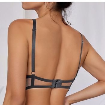 Ευρωπαϊκό και αμερικανικό χονδρικό εμπόριο διαφανών γυναικείων εσωρούχων από πλέγμα, εξαιρετικά λεπτό σουτιέν με δαντέλα και τρίγωνο, χωρίς ζάντες