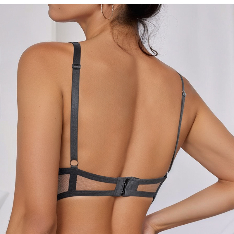 Europski i američki veleprodajni prozirni mrežasti ženski donji rublje prekogranični ultra tanki čipkasti grudnjak bez obruča grudnjak s trokutastim košaricama