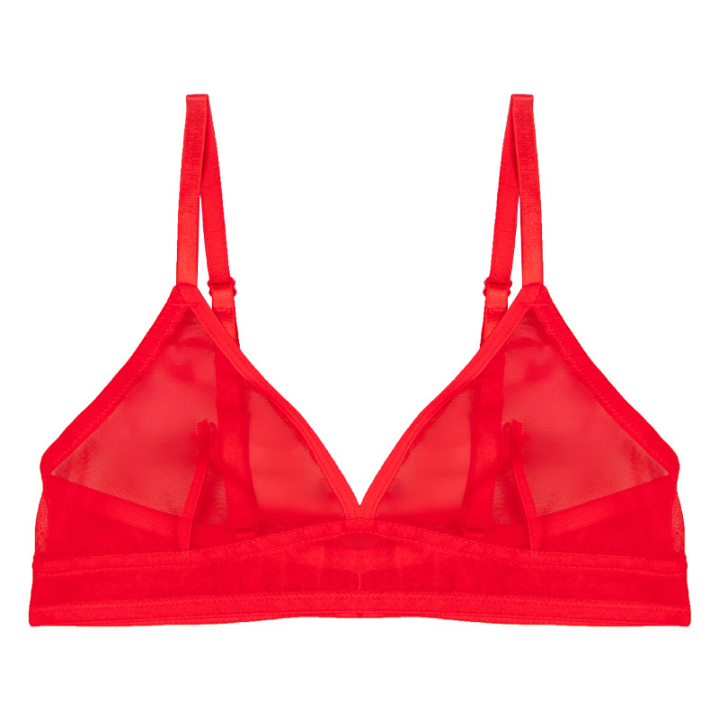 Europski i američki veleprodajni prozirni mrežasti ženski donji rublje prekogranični ultra tanki čipkasti grudnjak bez obruča grudnjak s trokutastim košaricama