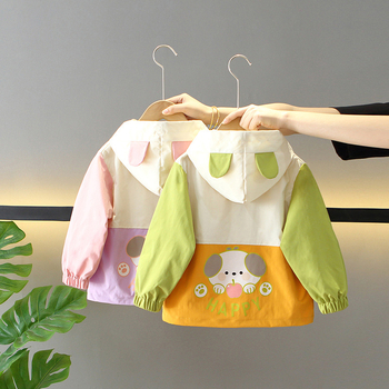 Chlapčenské a dievčenské detské jarné a jesenné nové chlapčenské roztomilé kreslené bundy s kapucňou, dievčenské módne kardigany