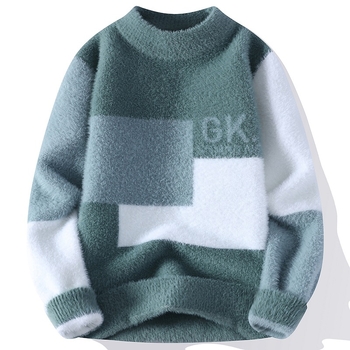 Zimski zadebljani muški džemper iz 2024., korejski pleteni džemper za mlade i slobodno vrijeme, topli