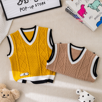 Laste kevad- ja sügisklassi vest 2025. aasta kevad- ja läänestiilis laste kampsun, kevad- ja sügisene vabaaja prismakujuline poiste kampsun