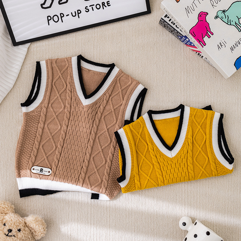 Laste kevad- ja sügisklassi vest 2025. aasta kevad- ja läänestiilis laste kampsun, kevad- ja sügisene vabaaja prismakujuline poiste kampsun