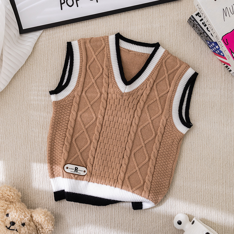 Laste kevad- ja sügisklassi vest 2025. aasta kevad- ja läänestiilis laste kampsun, kevad- ja sügisene vabaaja prismakujuline poiste kampsun