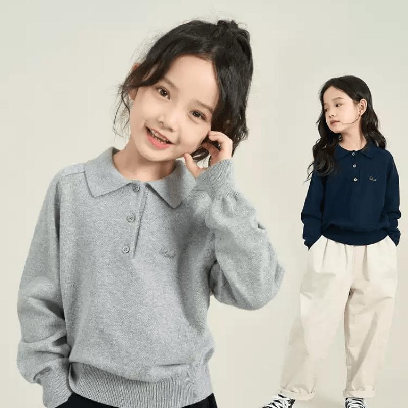 Îmbrăcăminte pentru copii 2025 primăvara și toamna copiilor cu rever polo tricou pulover fete topuri stil preppy brodat tricotaje pentru bebeluși