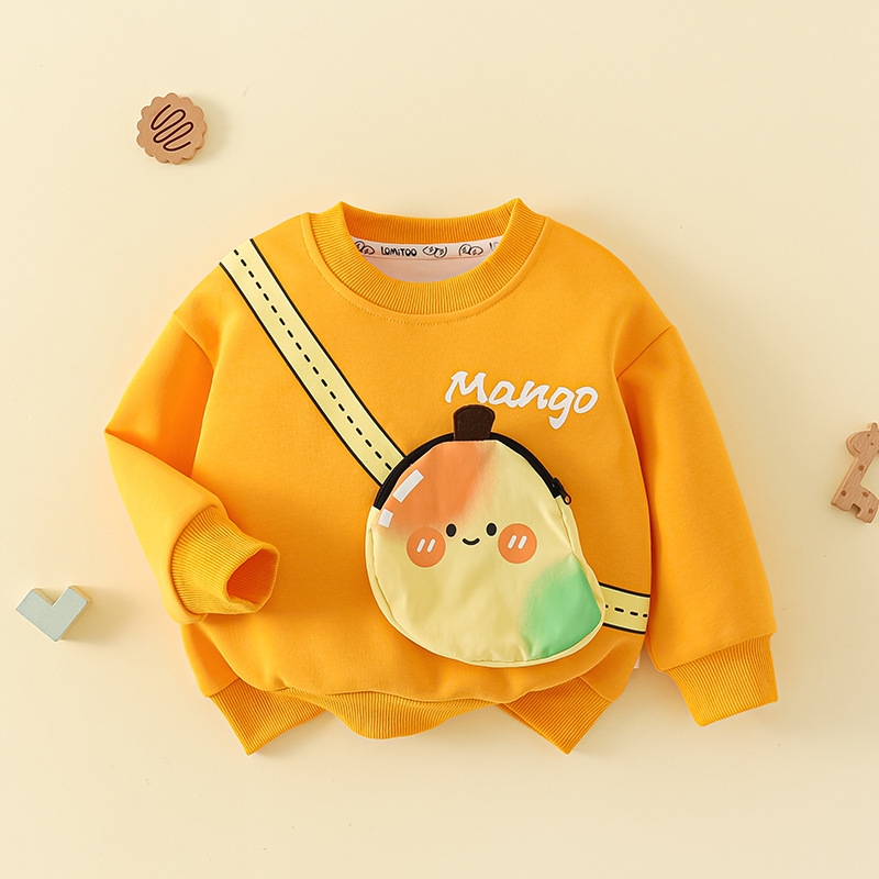 2025. aasta kevadine uus laste koomiksikirjaga Korea stiilis puuviljadega pere ümara kaelusega mitmekülgne dressipluus poistele ja tüdrukutele