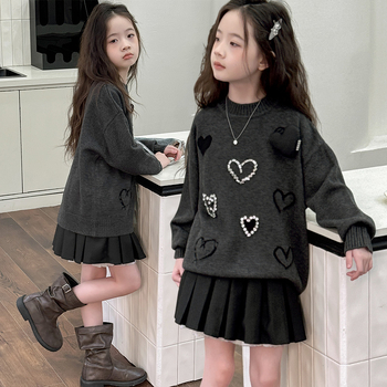 Tüdrukute armastuskampsun lääne stiilis sügisene laste Korea kootud kampsun armas universaalne pullover suurtele lastele ja tüdrukutele