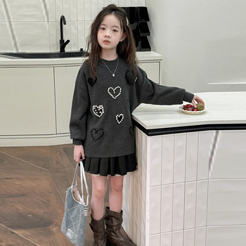 Tüdrukute armastuskampsun lääne stiilis sügisene laste Korea kootud kampsun armas universaalne pullover suurtele lastele ja tüdrukutele