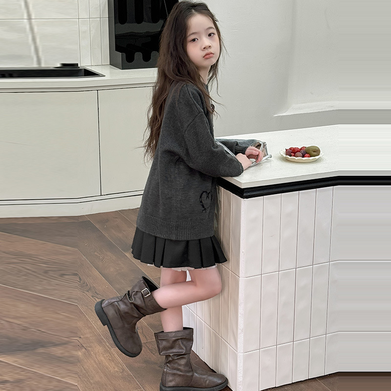 Tüdrukute armastuskampsun lääne stiilis sügisene laste Korea kootud kampsun armas universaalne pullover suurtele lastele ja tüdrukutele