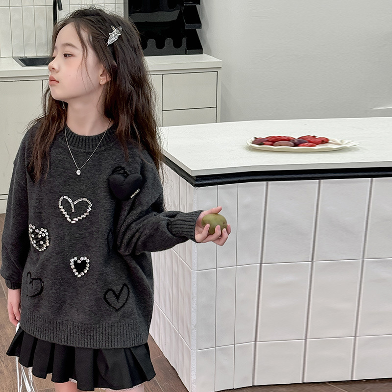 Tüdrukute armastuskampsun lääne stiilis sügisene laste Korea kootud kampsun armas universaalne pullover suurtele lastele ja tüdrukutele