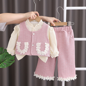Κοστούμι για κορίτσια Ανοιξιάτικα ρούχα Παιδικά ρούχα Άνοιξη και Φθινόπωρο Μικρά αρωματικά στυλ Μοντέρνα ρούχα Western στυλ για μωρά κορίτσια 2024 Νέο στυλ Fried Street