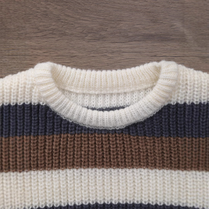 Laste triibuline värviblokkidega pikkade varrukatega soe kootud kampsun