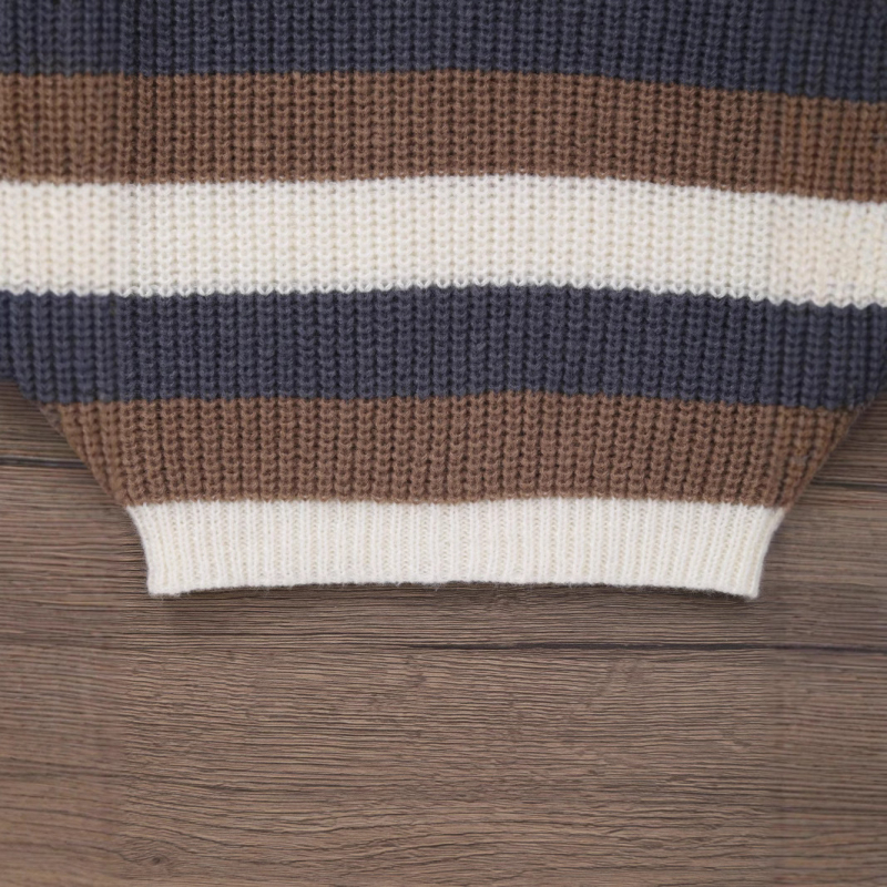 Laste triibuline värviblokkidega pikkade varrukatega soe kootud kampsun