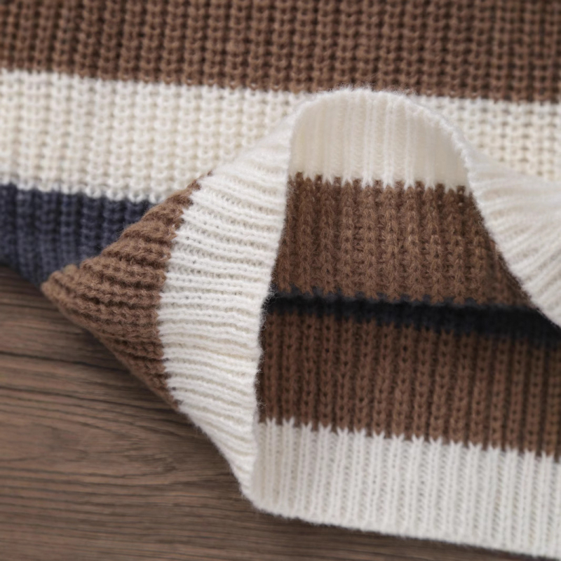 Laste triibuline värviblokkidega pikkade varrukatega soe kootud kampsun