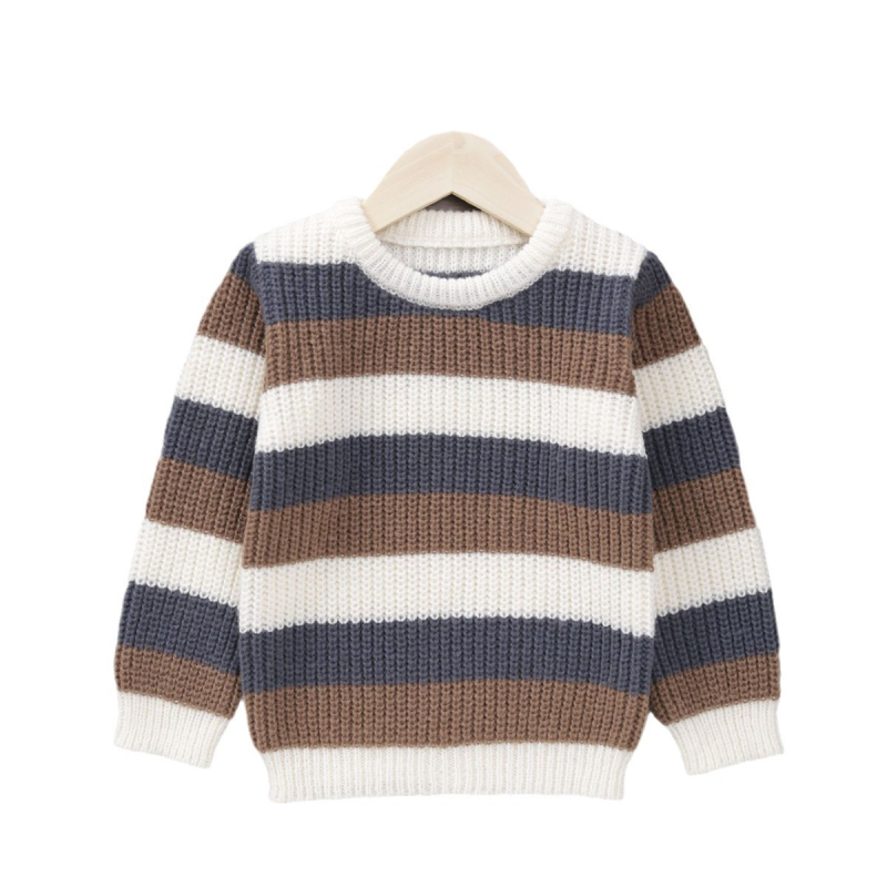 Laste triibuline värviblokkidega pikkade varrukatega soe kootud kampsun