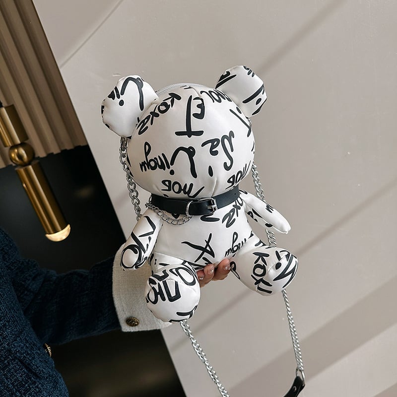 Iseloomulik nahast graffiti-karu-nuku õlakott naistele, nuku ühe õlaga õlakott, õlakott naistele