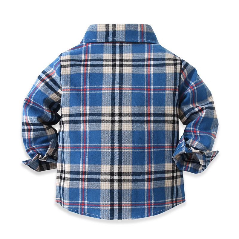 Laste pikkade varrukatega särk, poisi 2022. aasta kevadine puuvillane ruuduline pluus, laste stiilne Korea stiilis särk