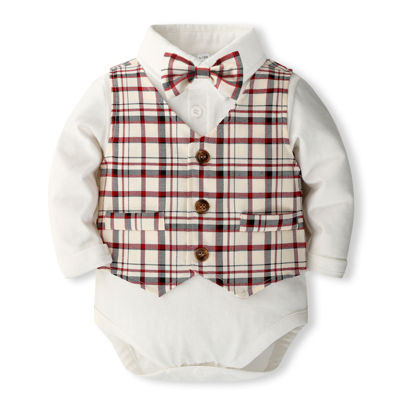 Haljina za bebu za jednu godinu, karirani prsluk, hlače, jednodijelni šešir