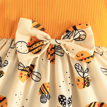 Φόρεμα Cross Border Exclusive-Summer για μωρά κορίτσια με ντοπαμίνη και μέλισσα, μοντέρνο φόρεμα με στάμπα για μωρά κορίτσια