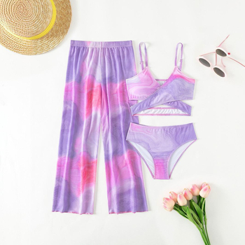 2024 Nové delené tlačené študentské trojdielne nohavice dievčenské plavky cezhraničný zahraničný obchod detské plavky továreň veľkoobchod