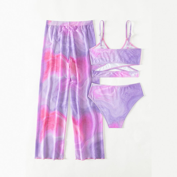 2024 Νέο παντελόνι τριών τεμαχίων για φοιτητές με εκτύπωση Split Printing Μαγιό για κορίτσια Διασυνοριακό εξωτερικό εμπόριο Εργοστάσιο χονδρικής πώλησης παιδικών μαγιό