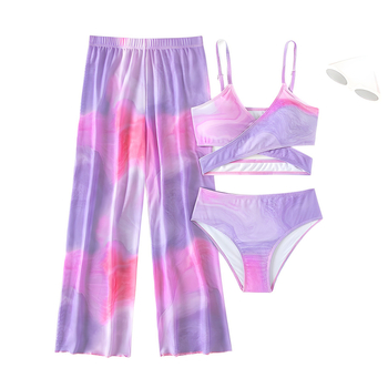 2024 Νέο παντελόνι τριών τεμαχίων για φοιτητές με εκτύπωση Split Printing Μαγιό για κορίτσια Διασυνοριακό εξωτερικό εμπόριο Εργοστάσιο χονδρικής πώλησης παιδικών μαγιό
